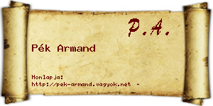 Pék Armand névjegykártya